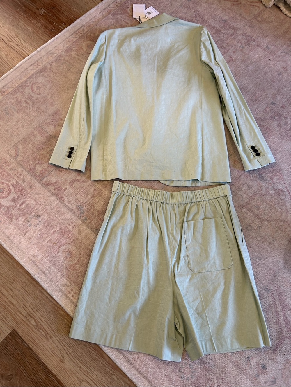 Theory Light Mint Good Wool Blazer & Tailored Shorts Set - Picture 8 of 9
